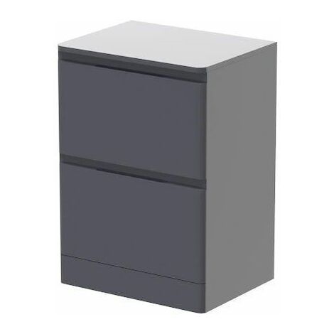 Bathroom Cloakroom Vanity Unit Wash Storage Cabinet Countertop Basin Grey 600mm
