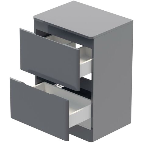 Bathroom Cloakroom Vanity Unit Wash Storage Cabinet Countertop Basin Grey 600mm