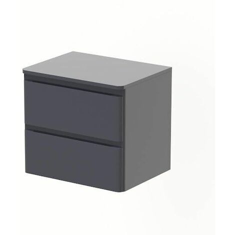 Bathroom Cloakroom Vanity Unit Wall Mounted Countertop Basin Grey Gloss 600mm