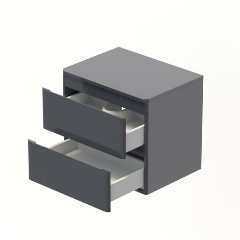 Bathroom Cloakroom Vanity Unit Wall Mounted Countertop Basin Grey Gloss 600mm