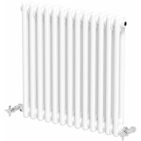 600 x 605mm Double Bar Horizontal Traditional Colosseum White Column Radiator