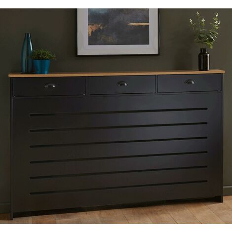 Galiflo Black Radiator Cover with Storage Drawer 1500 x 955mm Large