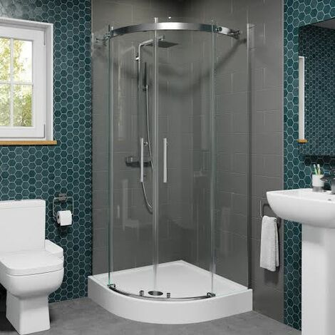 Frameless Quadrant Shower Enclosure 800mm Easy Plumb Tray 8mm Glass Bathroom (1/5)