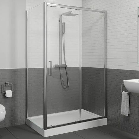 Sliding Shower Enclosure 1200x800mm Easy Plumb Tray 8mm Glass Bathroom (1/5)