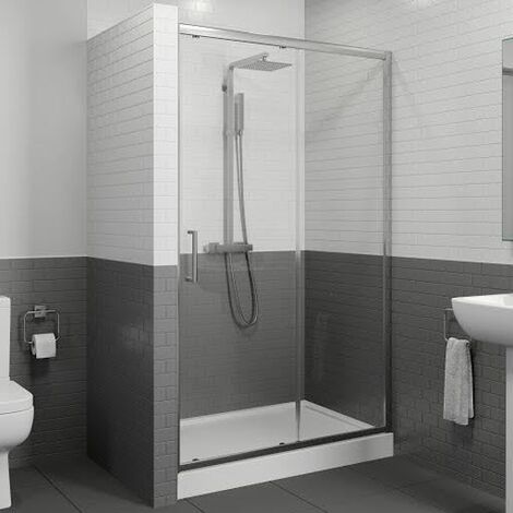 Sliding Shower Door 1100x760mm Easy Plumb Tray 8mm Safety Glass Bathroom Modern (1/5)