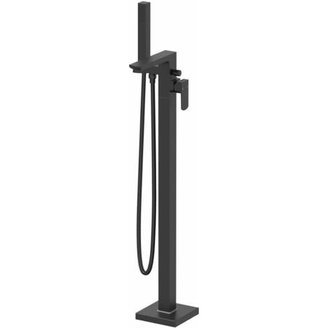 Modern Freestanding Bathroom Shower Bath Mixer Tap Handheld Hose Matt Black
