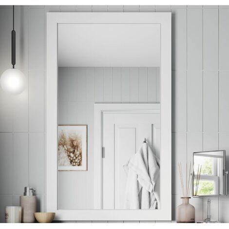 Framed Wooden Bathroom Mirror Wood Frame Wall Mounted Mirrors Grey 1000 x 600mm