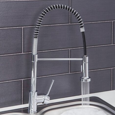 Sauber Kitchen Mixer Tap with Pull Out Spray - Silver