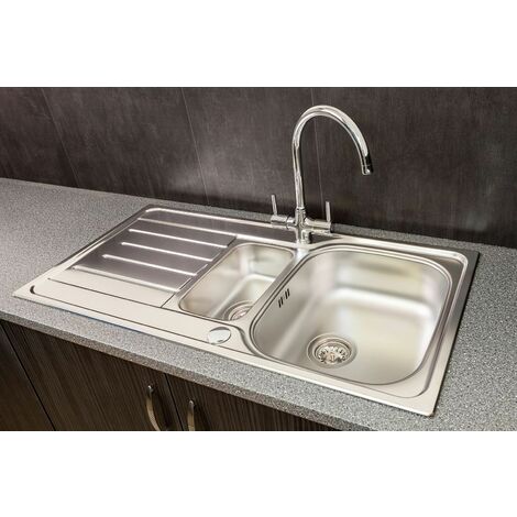 Reginox Lemans 1.5 Bowl Kitchen Sink Stainless Reversible + Waste
