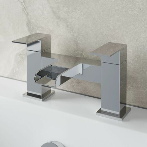 Modern Waterfall Basin Single Lever Mixer Tap & Bath Filler Tap - Chrome Mono Tap Set