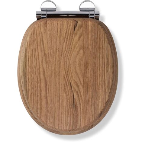 Croydex Oval Solid Oak Toilet Seat with Flexi-Fix Hinges, Anti-Slip (1/5)