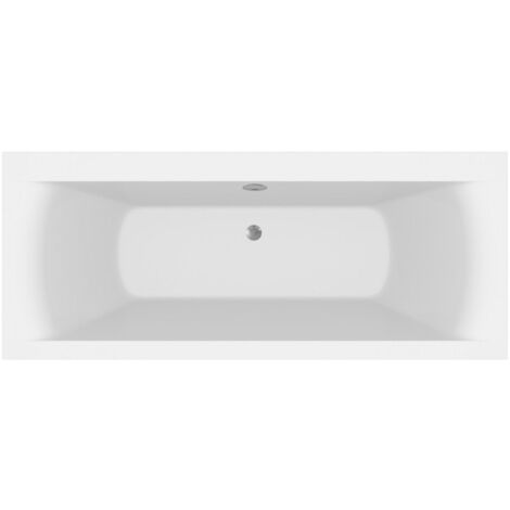 Bathroom Double Ended Straight Square Bath White Acrylic Bathtub 1700 x 750mm