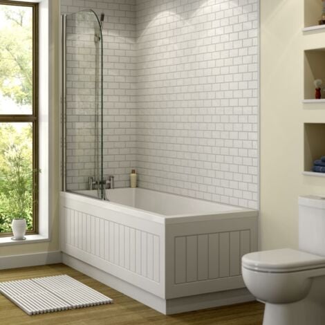 Bathroom Single Ended Straight Square Bath White Acrylic Bathtub 1800 x 800mm