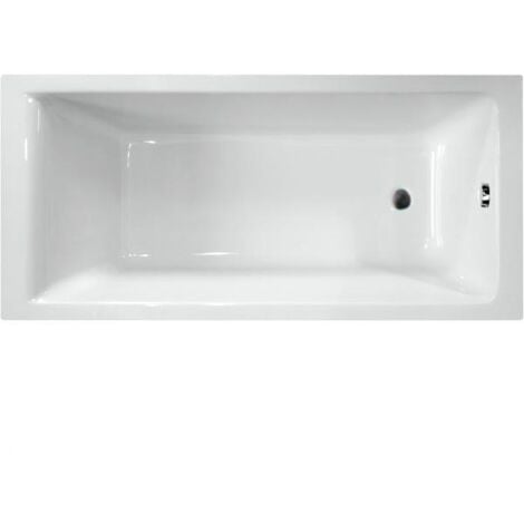 Bathroom Single Ended Straight Square Bath White Acrylic Bathtub 1800 x 800mm