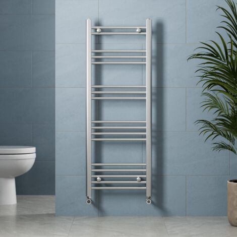 Chrome Straight Heated Towel Rail Bathroom Radiator Ladder Flat 1200 x 450mm (1/5)