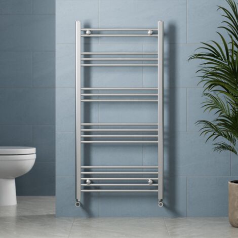 Chrome Straight Heated Towel Rail Bathroom Radiator Ladder Flat 1200 x 600mm