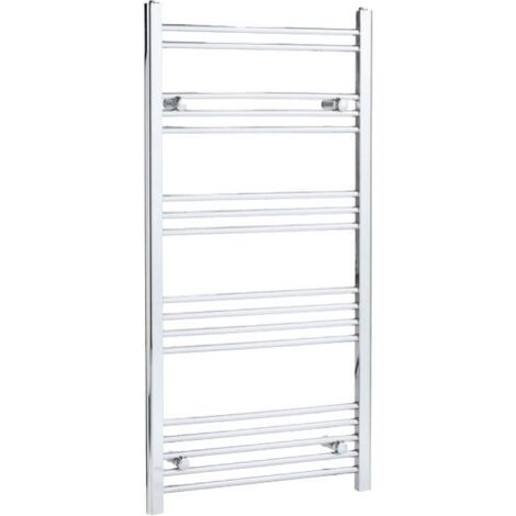 Chrome Straight Heated Towel Rail Bathroom Radiator Ladder Flat 1200 x 600mm