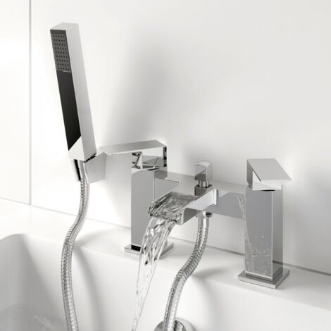 Bathroom Square Bath Shower Mixer Tap Hose Handset Lever Handle ...