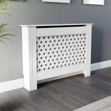 White Radiator Cover Cabinet Wooden Modern Traditional Diamond Detail 1120 x 815mm Medium
