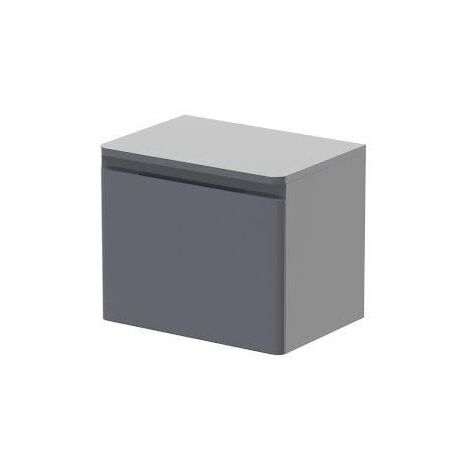 Bathroom Cloakroom Vanity Unit Wall Mounted Countertop Basin Grey Gloss 500mm