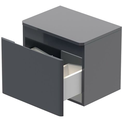 Bathroom Cloakroom Vanity Unit Wall Mounted Countertop Basin Grey Gloss 500mm