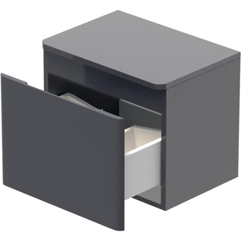 Bathroom Cloakroom Vanity Unit Wall Mounted Countertop Basin Grey Gloss 500mm