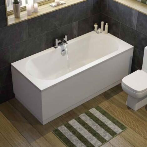 Bathroom Double Ended Straight Curved Bath White Acrylic Bathtub 1700 x 700mm
