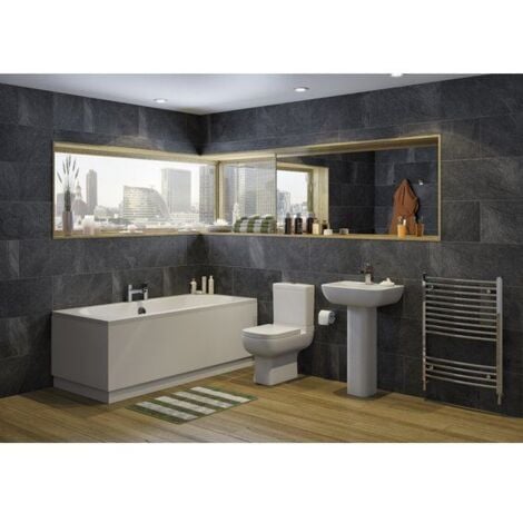 Bathroom Double Ended Straight Curved Bath White Acrylic Bathtub 1700 x 700mm