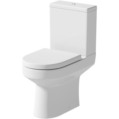 Rimless Close Coupled Bathroom Toilet White Ceramic WC 365mm Rimless D ...