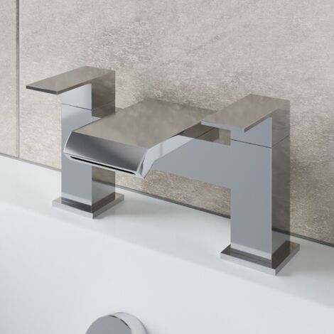 Waterfall Basin Mixer Tap Bath Filler Tap Set Chrome Square Lever