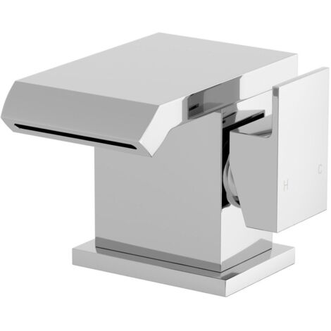 Waterfall Basin Mixer Tap Bath Filler Tap Set Chrome Square Lever