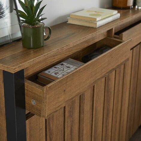 Galiflo Brown Wooden Radiator Cover with Storage Drawer 1190 x 930mm Medium