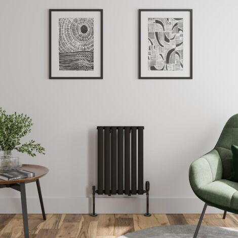 Black Oval Column Designer Radiator Vertical Horizontal 600 x 420mm Single Panel