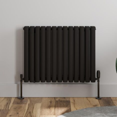 Black Oval Column Designer Radiator Vertical Horizontal 600 x 780mm Double Panel (1/5)