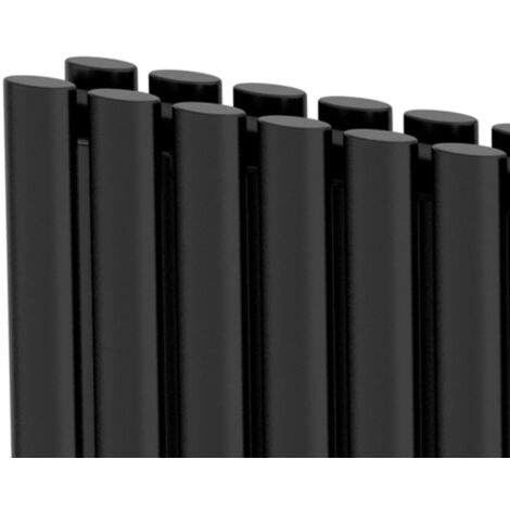 Black Oval Column Designer Radiator Vertical Horizontal 600 x 420mm Double Panel