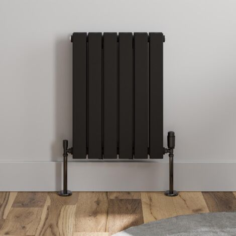 Black Flat Panel Designer Radiator Vertical Horizontal 600 x 456mm Double Panel