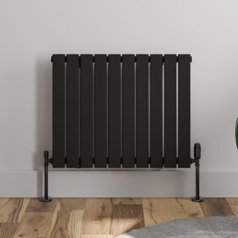 Black Flat Panel Designer Radiator Vertical Horizontal 600 x 756 Single Panel