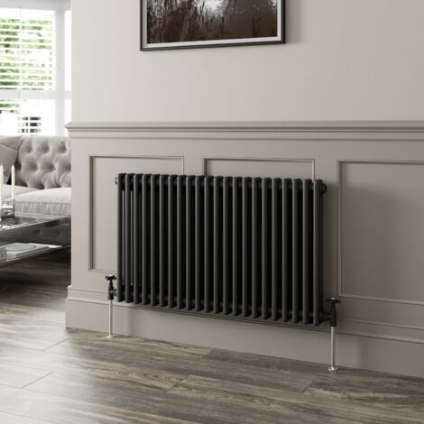 Traditional Black Collosseum Column Radiators Vertical Horizontal 600 x 1010mm Double Column Horizontal