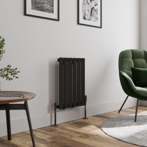 Black Flat Panel Designer Radiator Vertical Horizontal 600 x 456 Single Panel