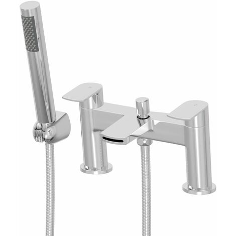 Modern Bathroom Bath Shower Mixer Tap Brass Handset Hose Deck Mounted ...