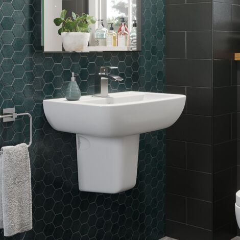 Bathroom Cloakroom Suite Toilet Close Coupled Basin Semi Pedestal