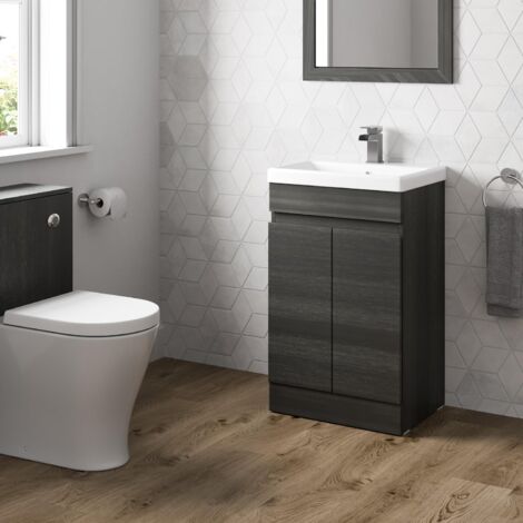 Charcoal Grey Bathroom Furniture Vanity Unit with Basin Sink Cabinet Storage 500mm Drawer