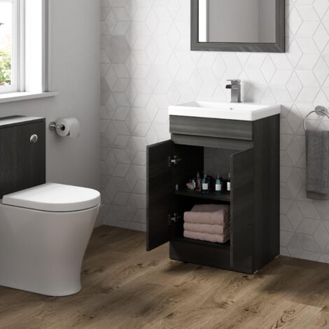 Charcoal Grey Bathroom Furniture Vanity Unit with Basin Sink Cabinet Storage 500mm Drawer