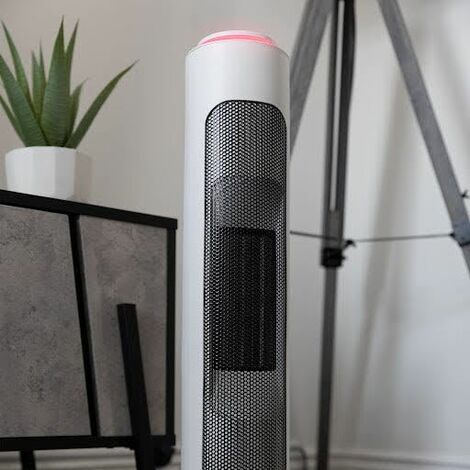 TCP Smart WiFi Ceramic Heater Cooling Portable Tower Fan 2000W White  Thermostat