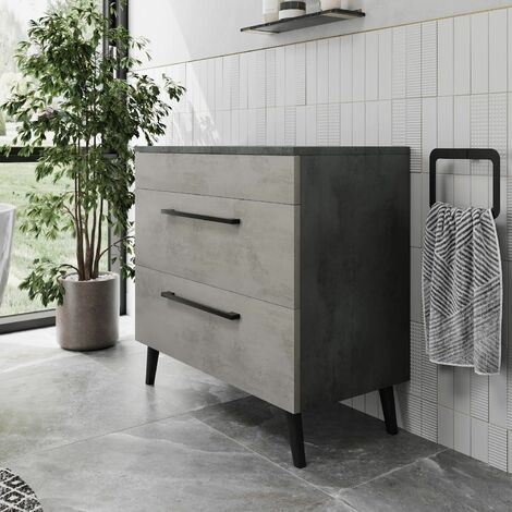 Bathroom Cloakroom Countertop Vanity Unit Cabinet Drawer 800mm Soft Close Grey (1/5)
