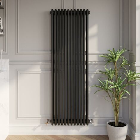 1600x560mm Triple Bar Traditional Colosseum Radiator Black Vertical Column (1/5)