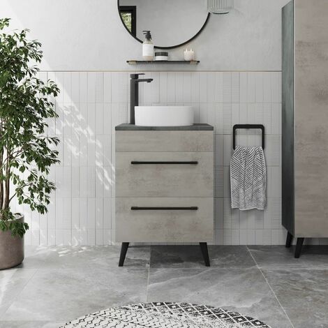 Bathroom Vanity Unit Basin Sink Cabinet Storage Drawer 550mm Soft Close Grey