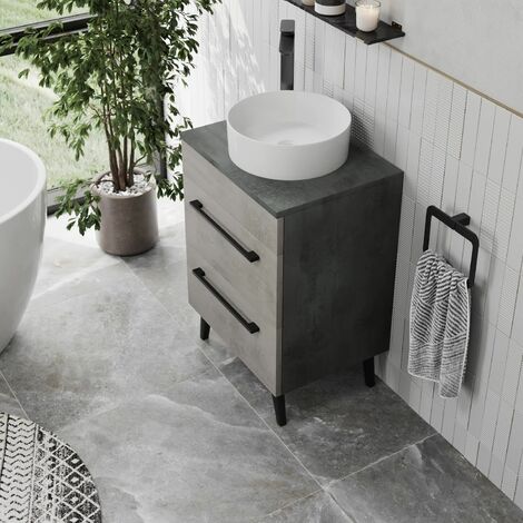 Bathroom Vanity Unit Basin Sink Cabinet Storage Drawer 550mm Soft Close Grey