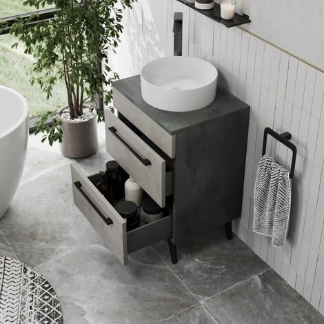 Bathroom Vanity Unit Basin Sink Cabinet Storage Drawer 550mm Soft Close Grey