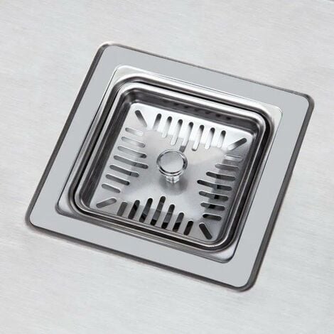 Stainless Steel Kitchen Sink Basket Strainer Waste No Overflow Square Chrome